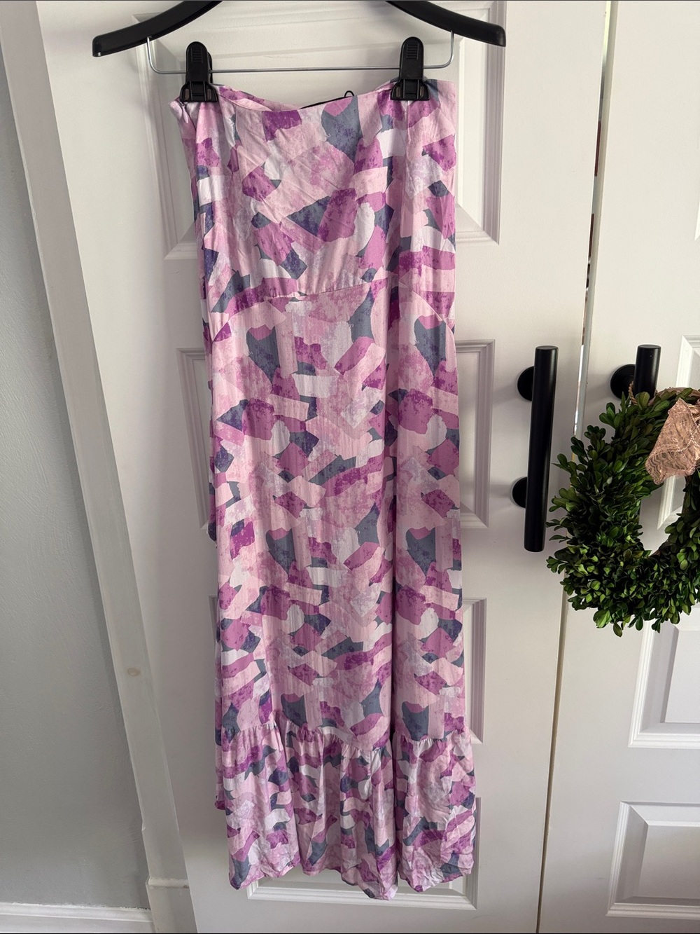 Women’s Pink Abstract‎ Ruffle High-Low Skirt small - Picture 5 of 7